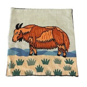 Embroidered Southwestern Bison Throw Pillow Cover 15 x 15